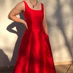 Long red prom dress